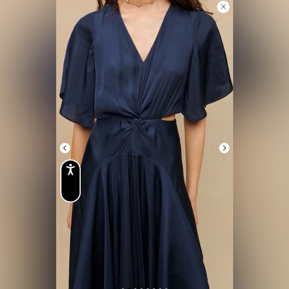 Maje Flowing satin scarf navy dress sz36 - Picture 2 of 12